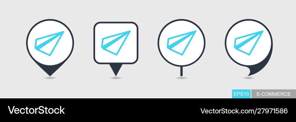 Paper plane message symbol pin map icon vector image