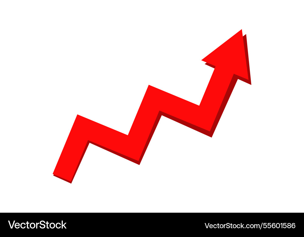 Red zigzag arrow pointing upward symbolizing vector image