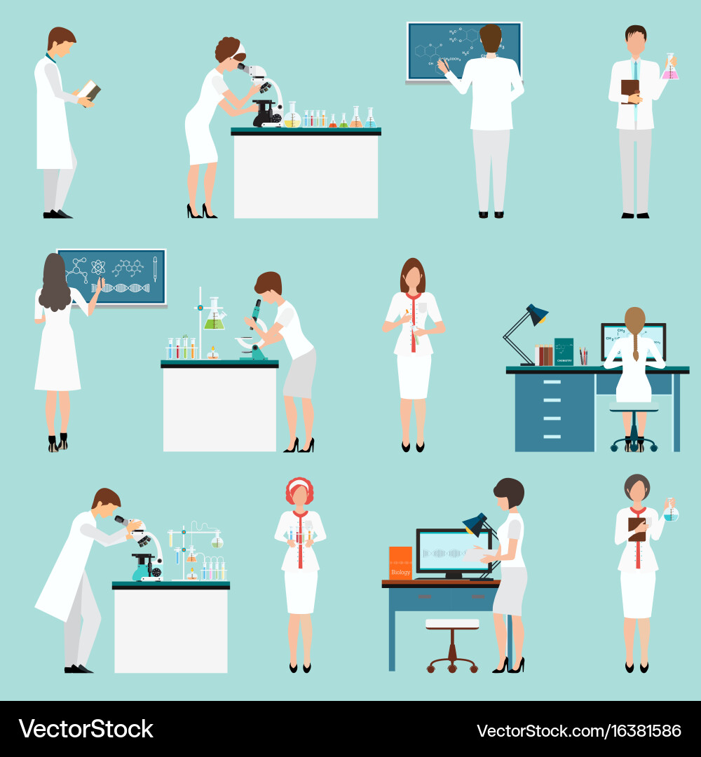 Scientists in Laboratory Setting vector image