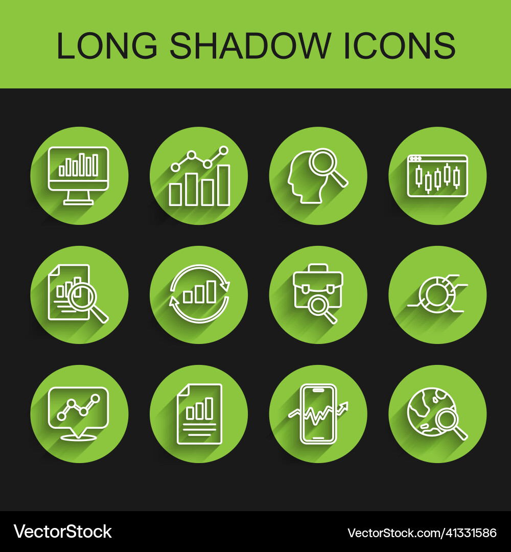 Set line graph chart infographic document Vector Image