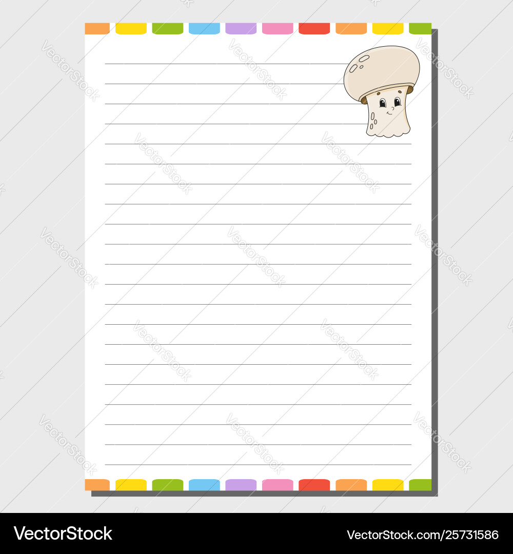 Sheet template for notebook notepad diary funny vector image