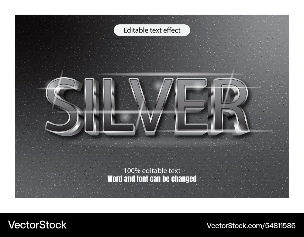Silver editable text effect 3d emboss elegant Silver editable text effect 3d emboss elegant vector image