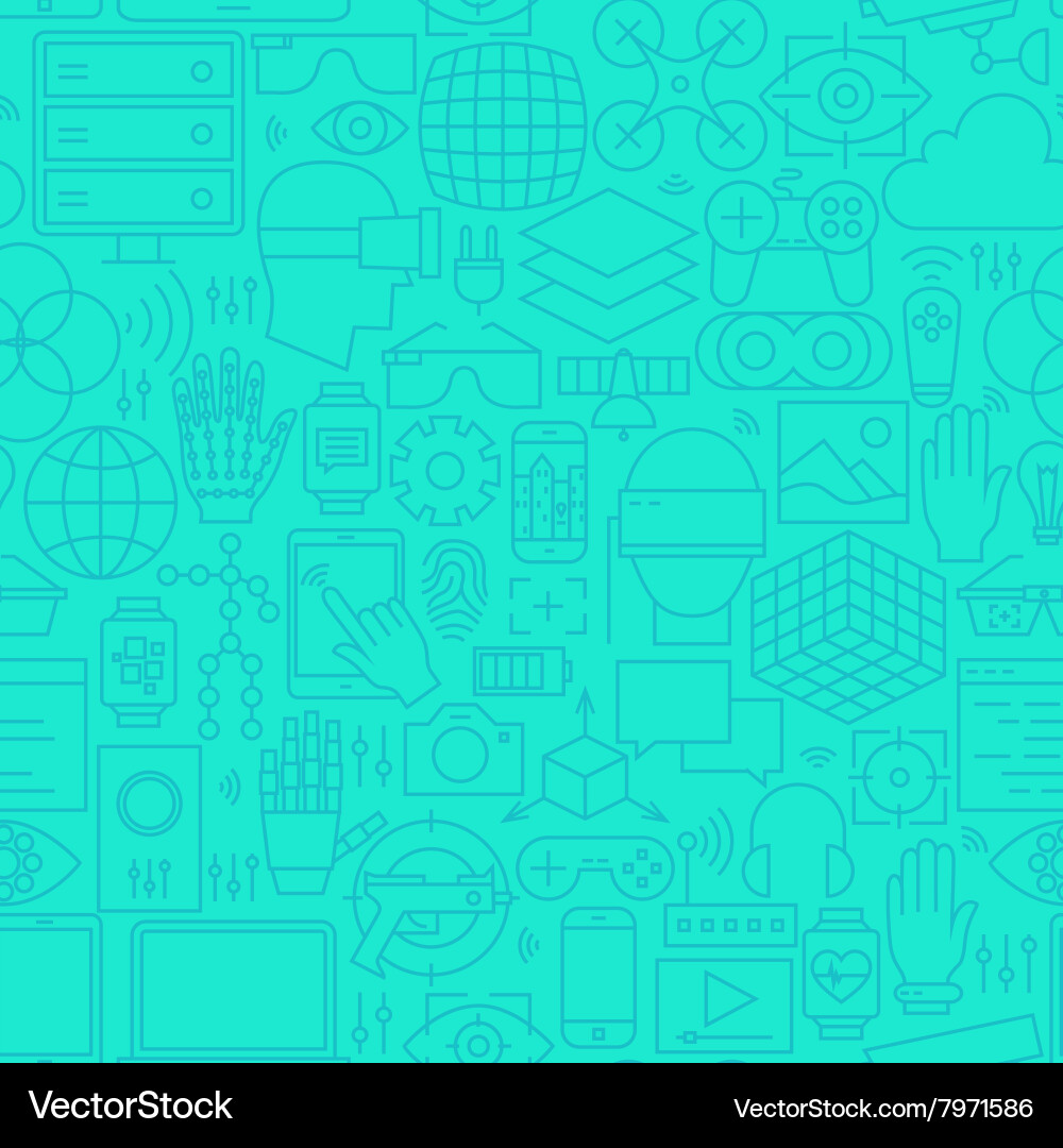 Thin augmented reality line seamless mint pattern vector image