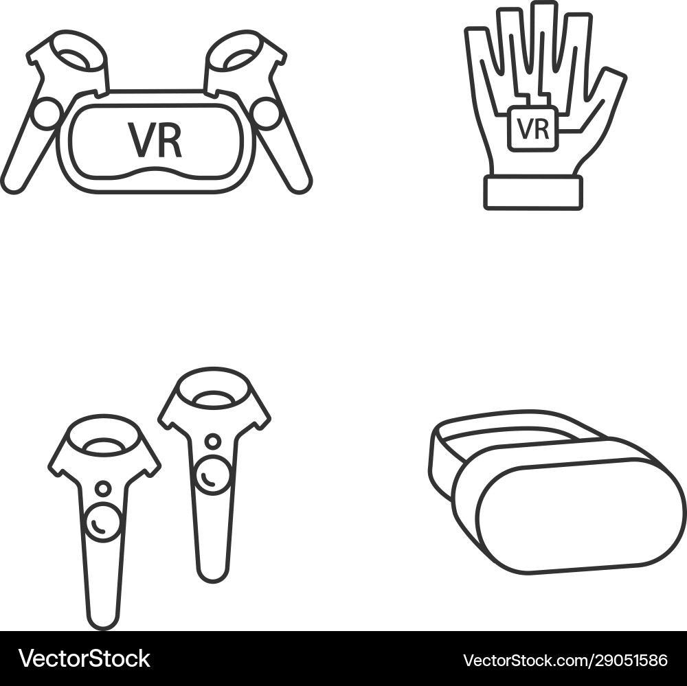 Virtual reality devices linear icons set Virtual reality devices linear icons set vector image