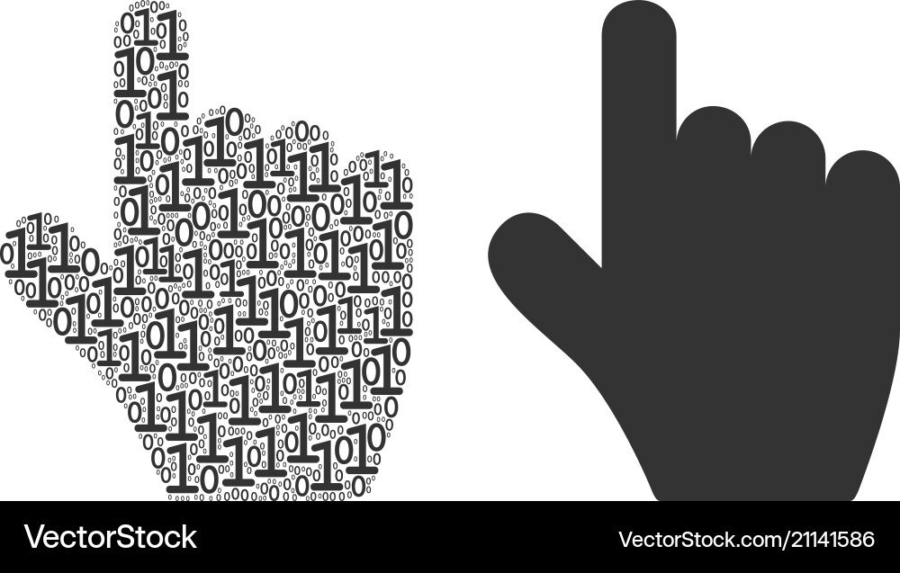 Zeigerfingermosaik von binären Ziffern Zeigerfingermosaik von binären Ziffern vektorbild