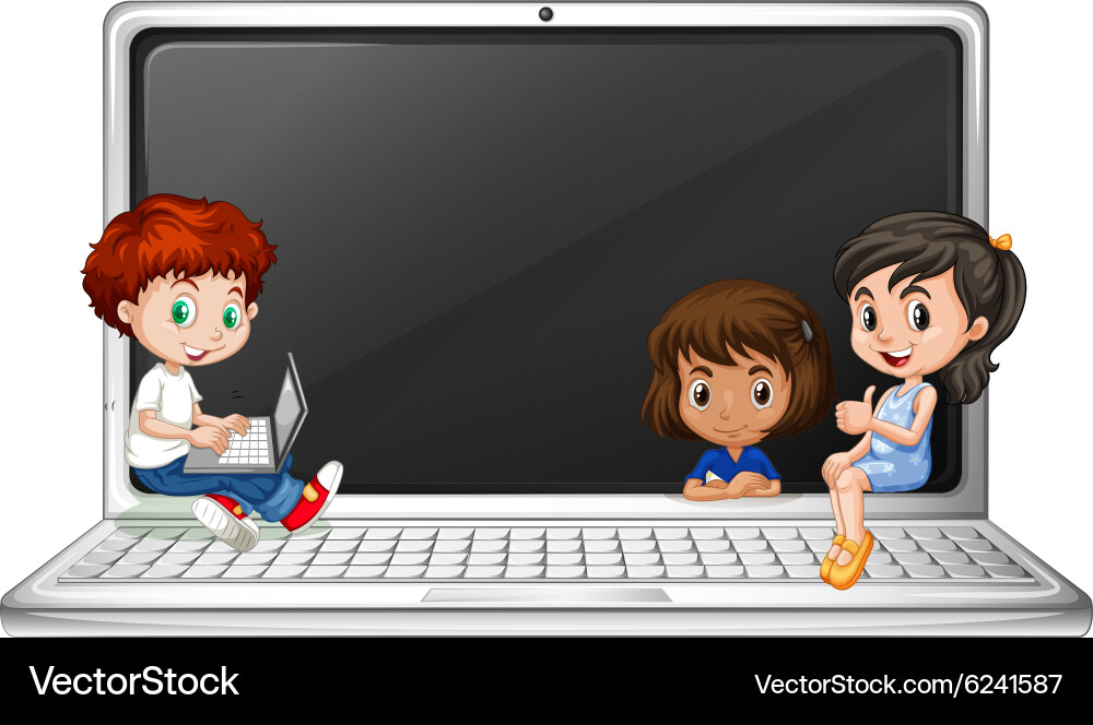 Children Using Laptop Computers vector image