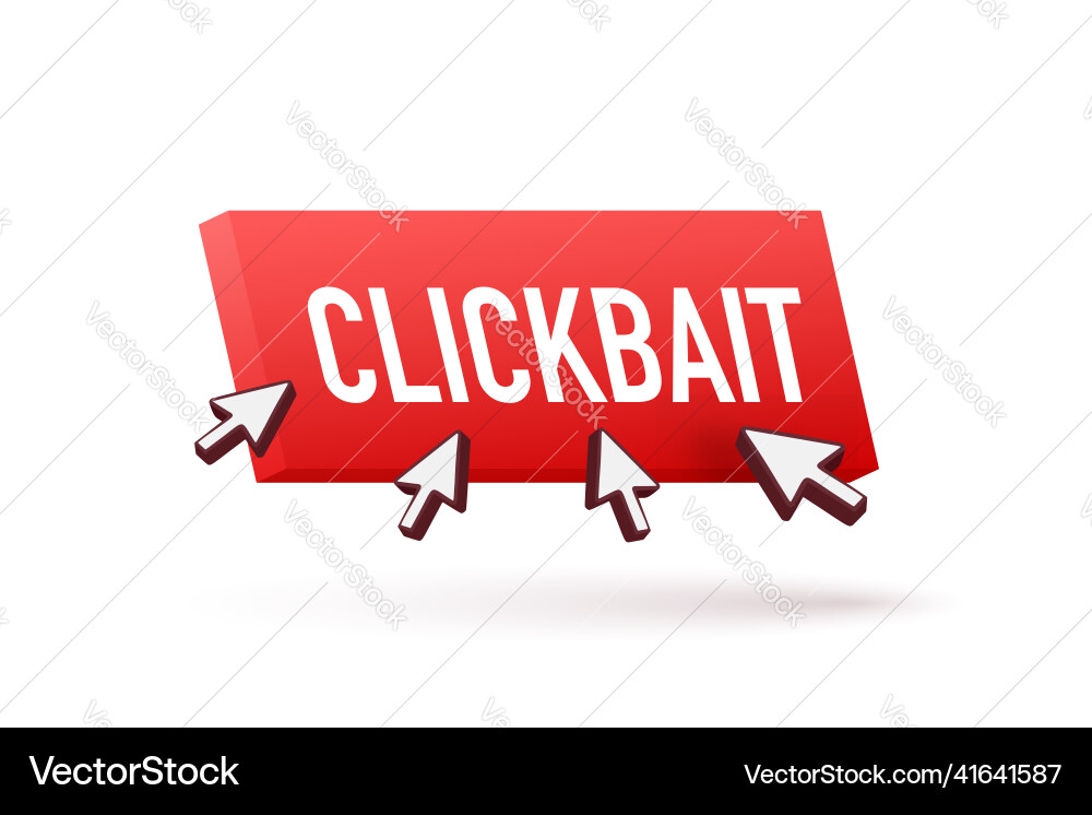 Clickbait red button hand click icon symbol Clickbait red button hand click icon symbol vector image