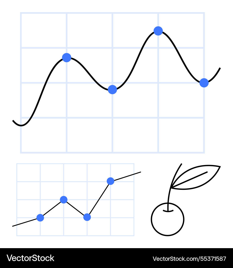 Data trends with line graphs and a minimalistic Data trends with line graphs and a minimalistic Vector Image