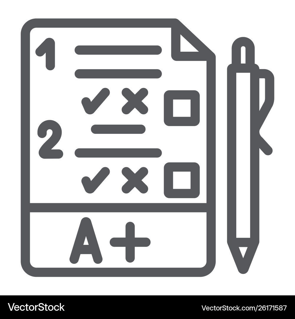 Exam line icon questionnaire and form task sign vector image