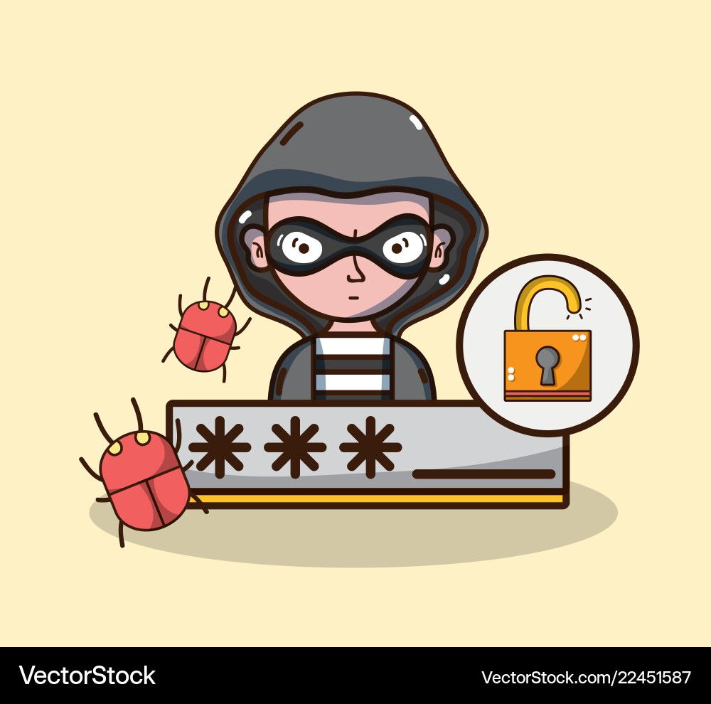 Hacker and security system technology vector image