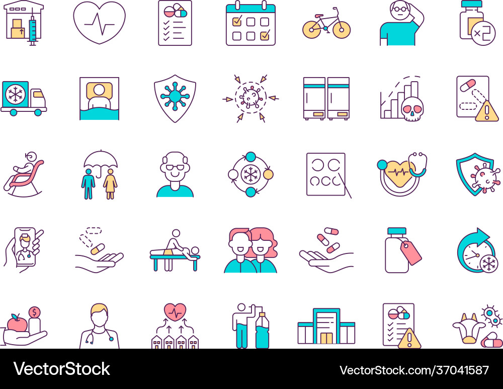 Health program rgb color icons set Health program rgb color icons set vector image