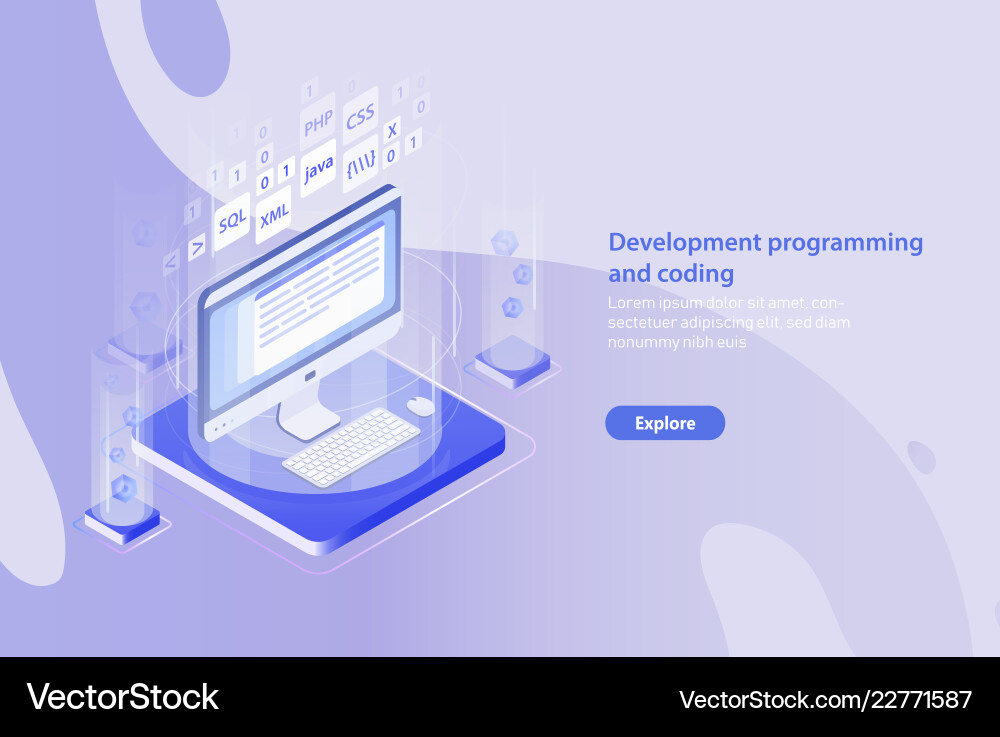 Horizontal banner template with computer keyboard Horizontal banner template with computer keyboard Vector Image