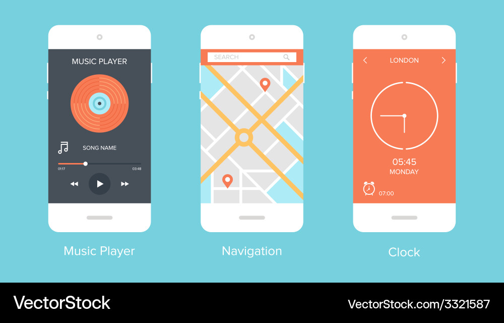 Modern Mobile UI Elements Vector Image