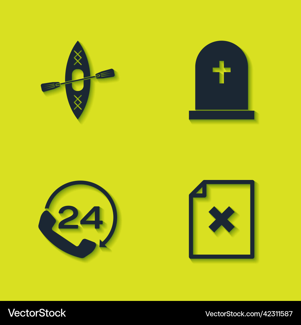 Set kayak and paddle delete file document Set kayak and paddle delete file document vector image