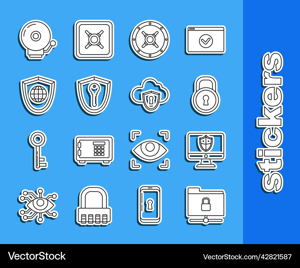 Set line ftp folder and lock computer monitor Set line ftp folder and lock computer monitor vector image