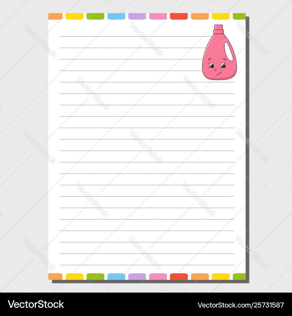 Sheet template for notebook notepad diary funny Sheet template for notebook notepad diary funny Vector Image