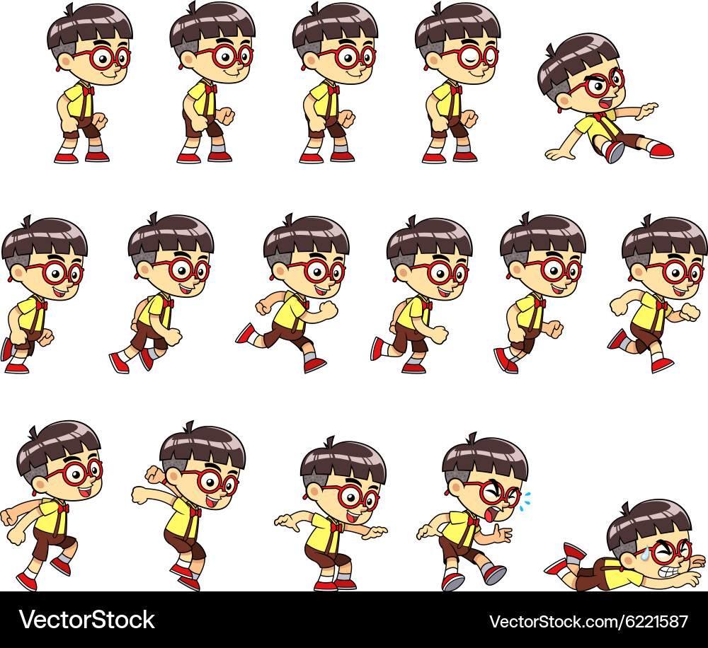 Side Scrolling Boy Sprite Sheets vector image