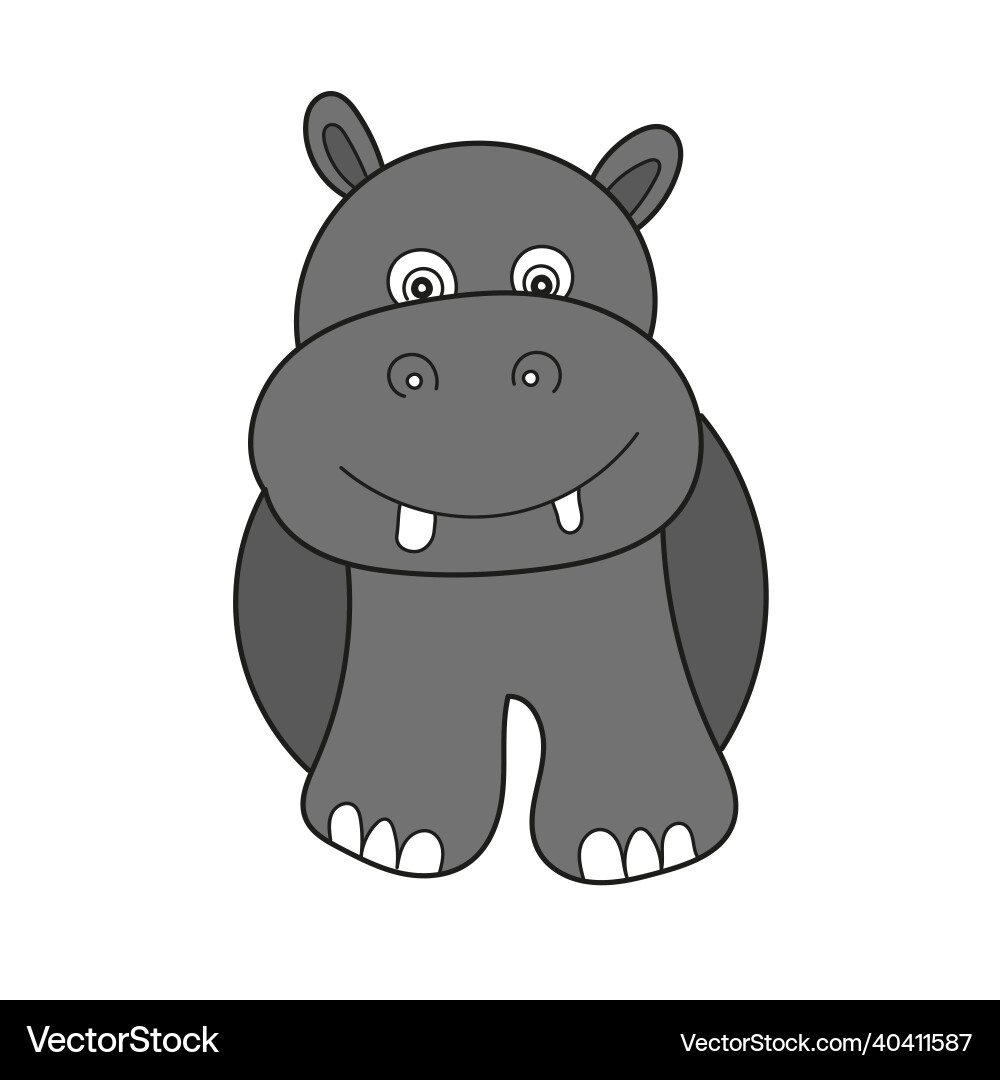 Simple cartoon icon funny hippopotamus Simple cartoon icon funny hippopotamus vector image