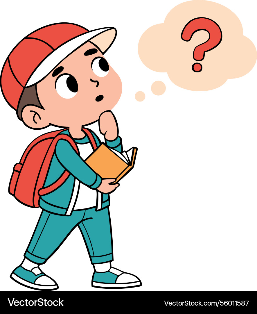 Student thinking boy Royalty Free Vector Image