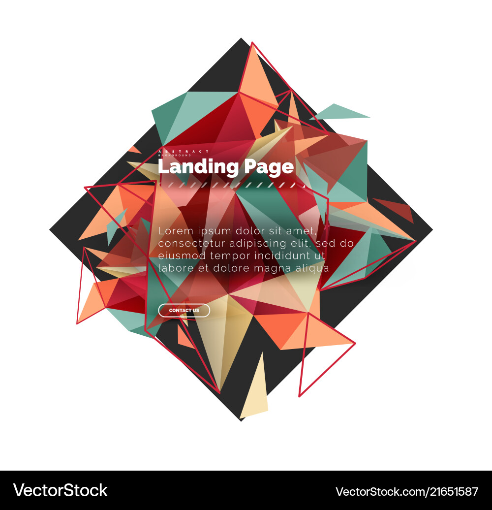 Triangular design abstract background landing vector image