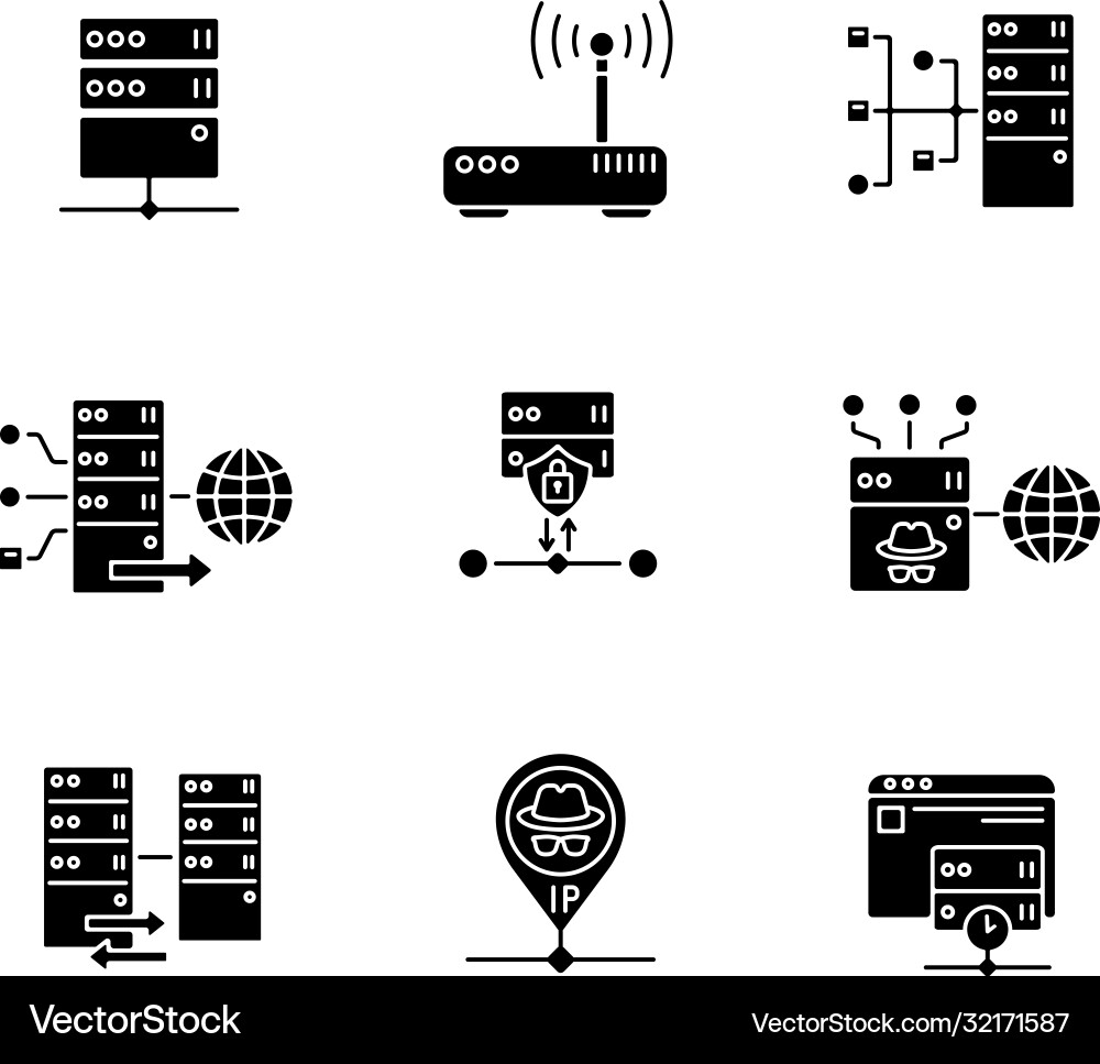 Virtual Proxy Server Icons Vector Image