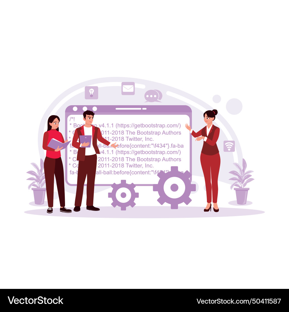 Website-Design-Programmierer arbeiten in Software Website-Design-Programmierer arbeiten in Software vektorbild