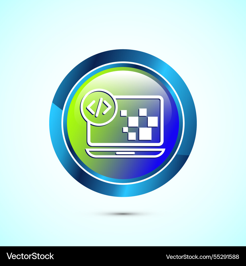Coding icon design web development glossy Coding icon design web development glossy Vector Image