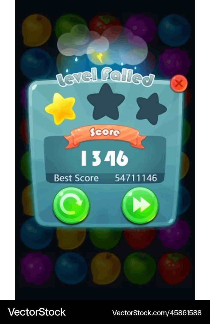 Complete set of level button game ui pop-up icon Vector Image