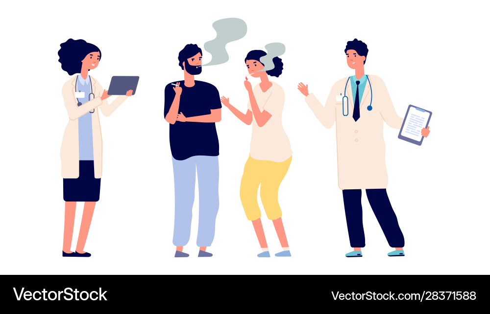 Doctors and smokers drug addiction male Doctors and smokers drug addiction male vector image