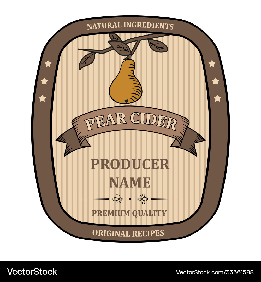 Label for pear cider template retro Label for pear cider template retro vector image