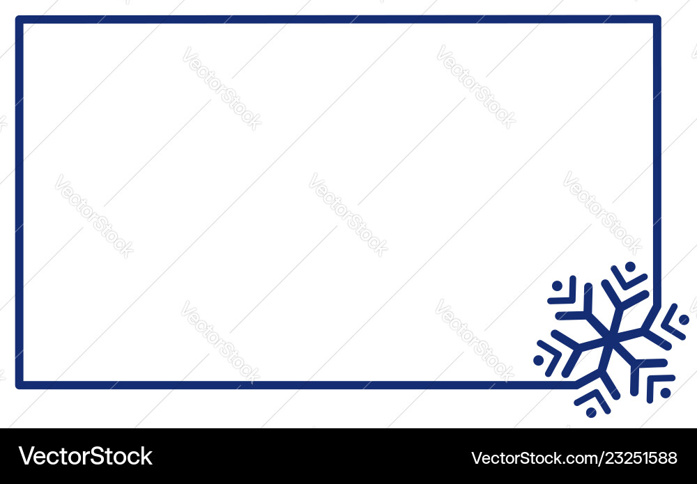 Linear frame with corner element snowflake label vector image