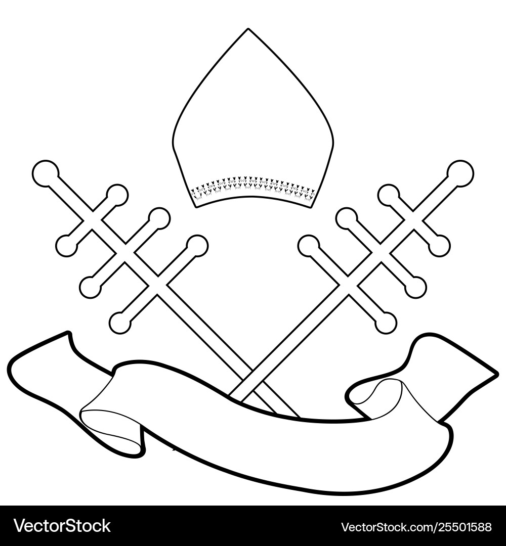 Pope Miter mit Crosiers und leerem Bannertext Pope Miter mit Crosiers und leerem Bannertext vektorbild