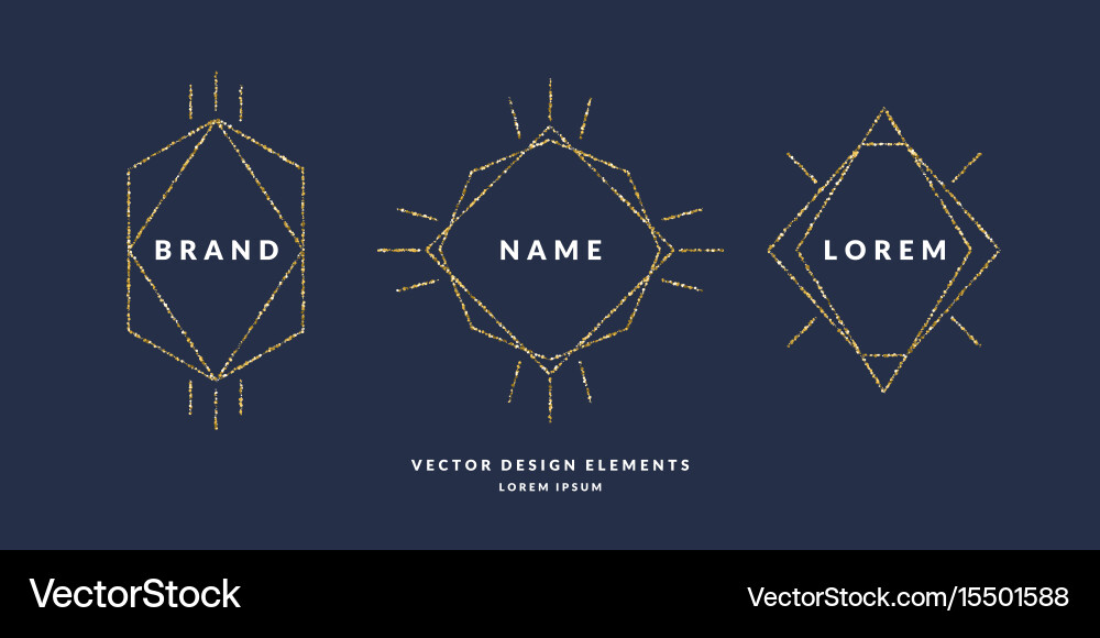 Set of modern geometric framework for text gold vector image