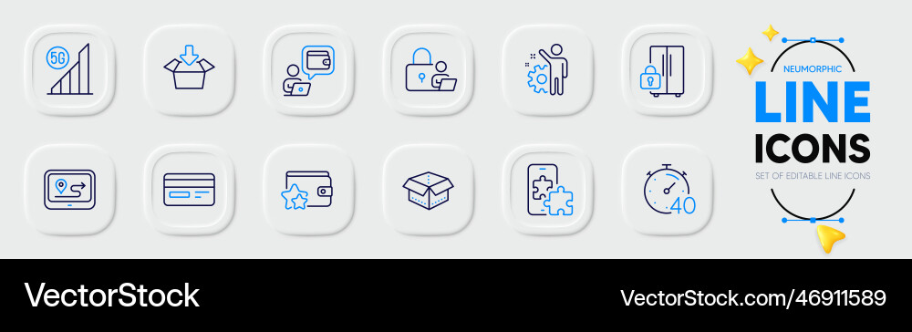 5g wifi open box and get line icons for web 5g wifi open box and get line icons for web vector image