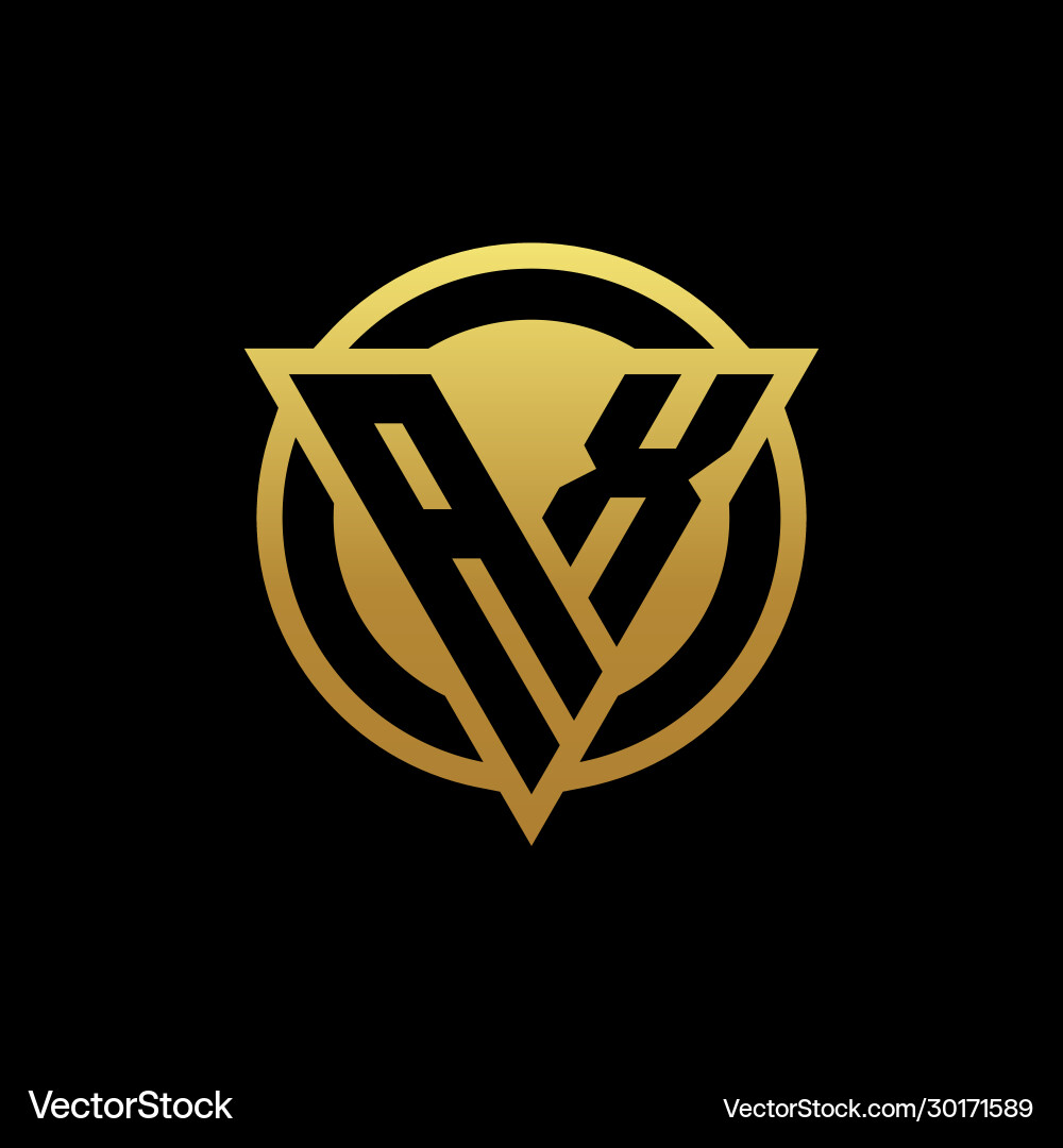 Ax logo monogram with triangle shape and circle Vector Image