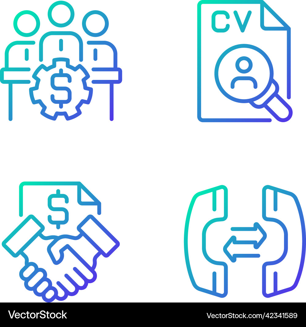 Business operations gradient linear icons set Business operations gradient linear icons set vector image
