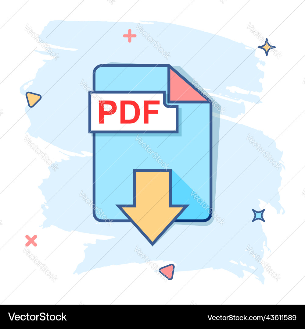 Cartoon pdf Download-Symbol im Comic-Stil Cartoon pdf Download-Symbol im Comic-Stil vektorbild