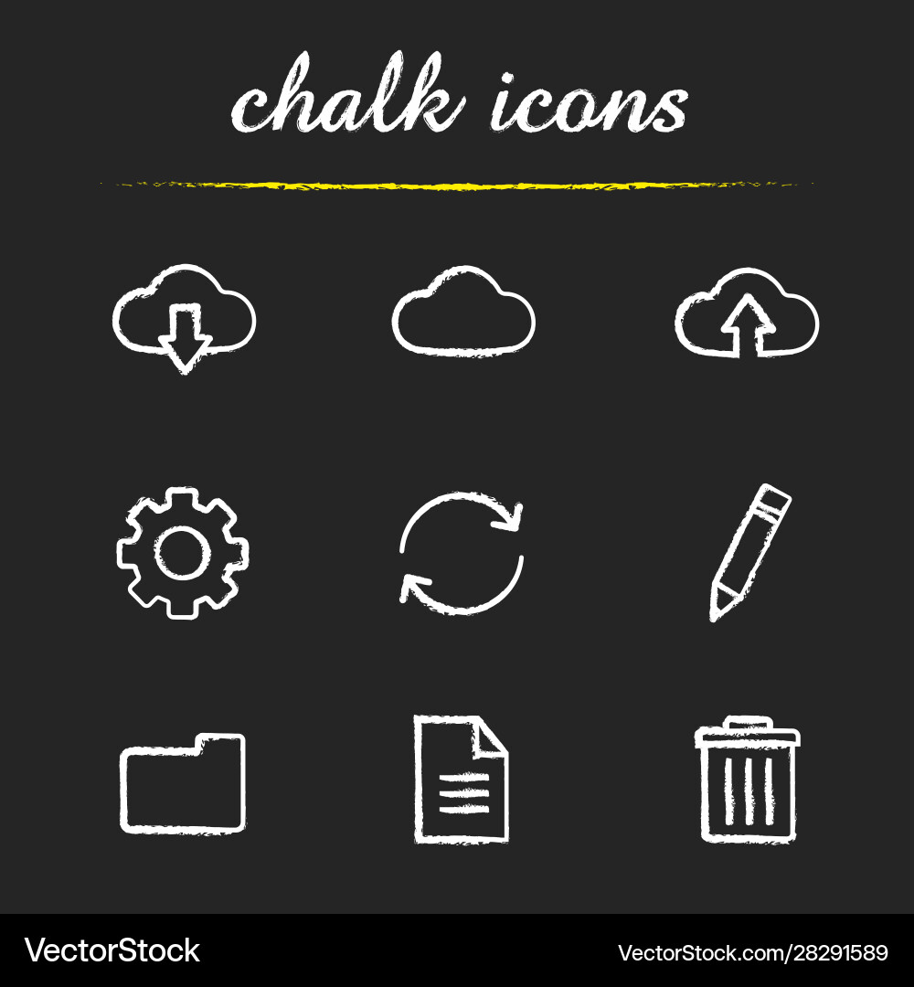 Cloud computing chalk icons set Cloud computing chalk icons set Vector Image