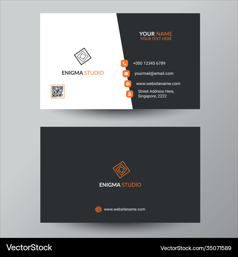 Creative black orange business card design Creative black orange business card design vector image
