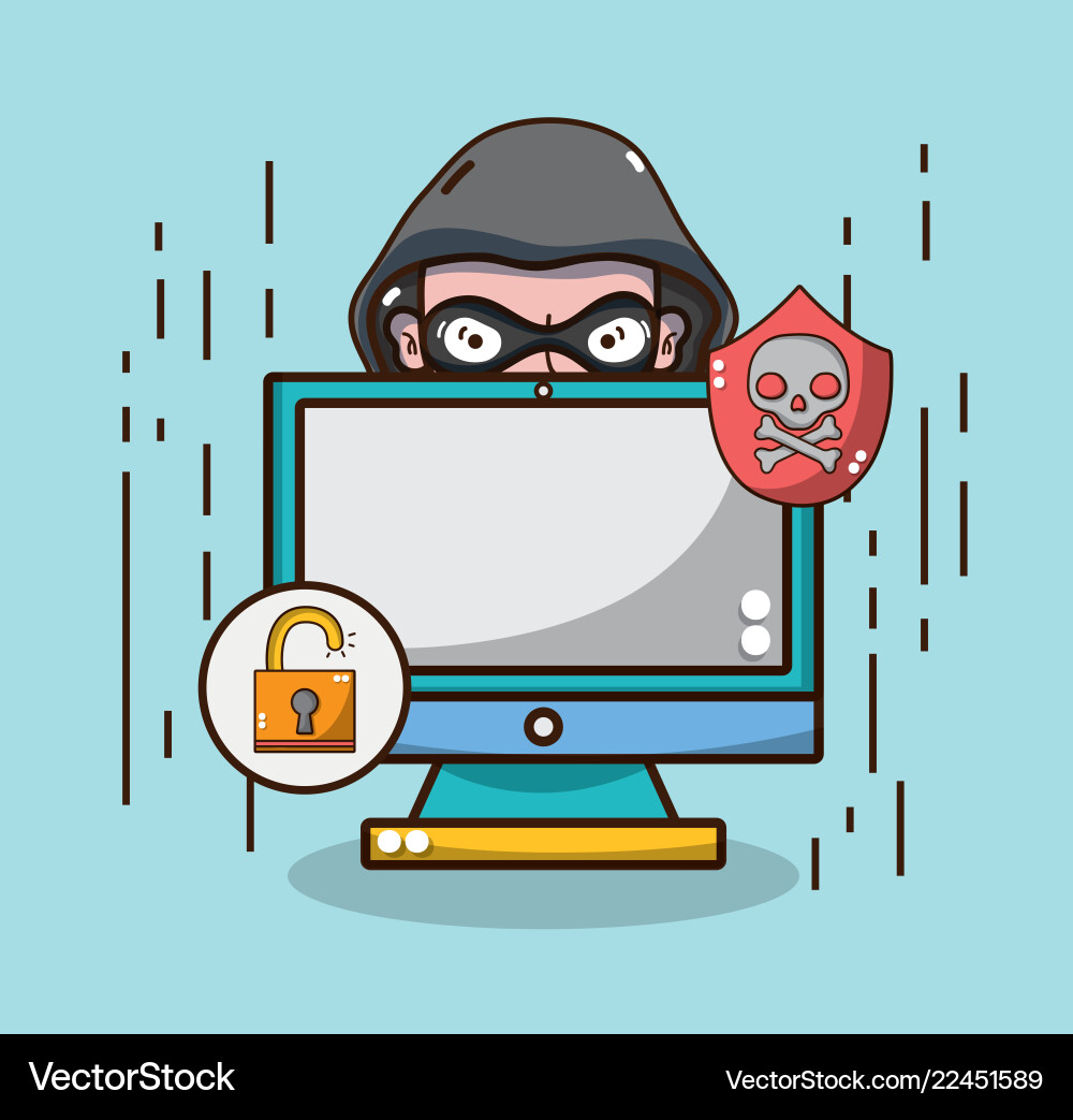 Hacker and security system technology vector image