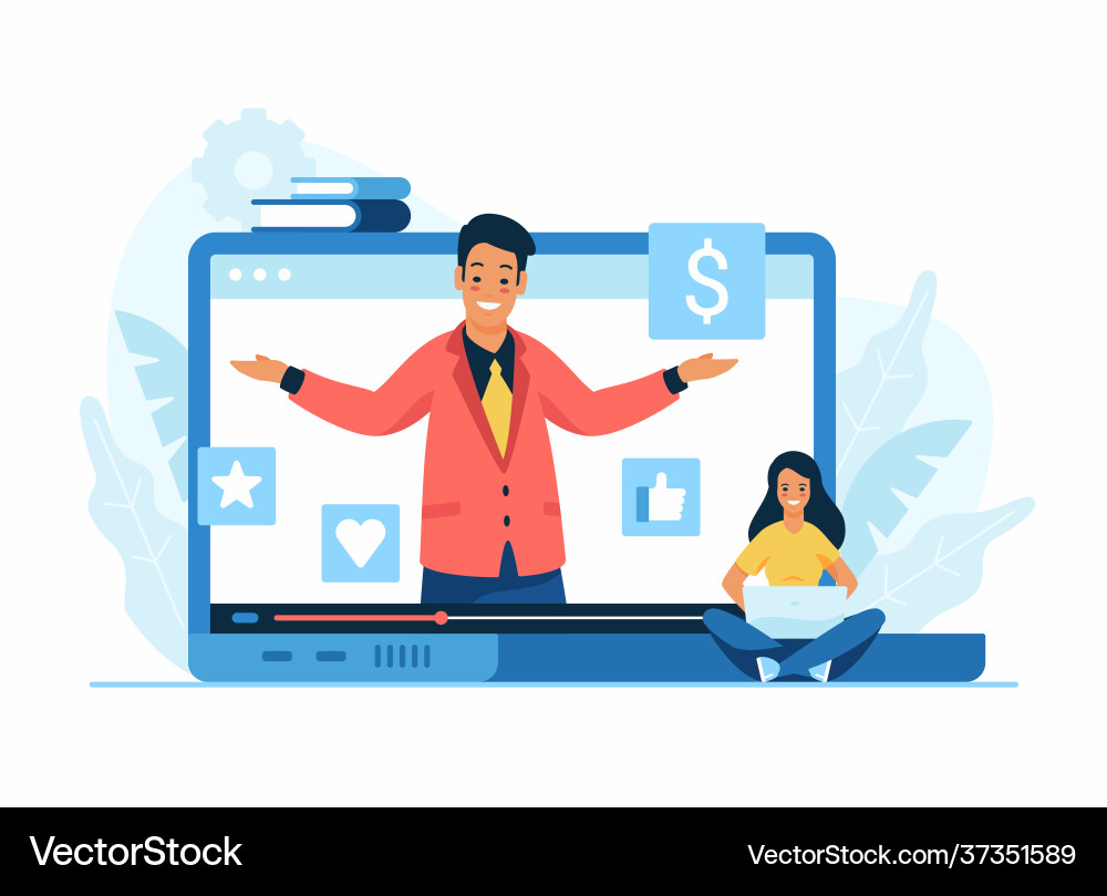 Internet video advertising compaign flat Internet video advertising compaign flat vector image