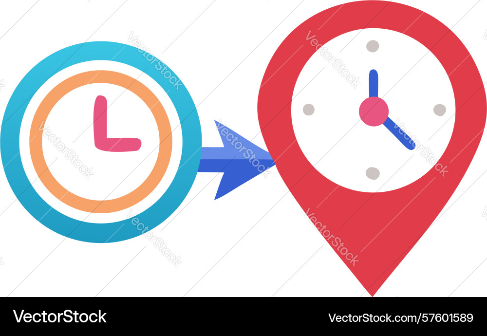 Linked time location icon coordinated schedules vector image