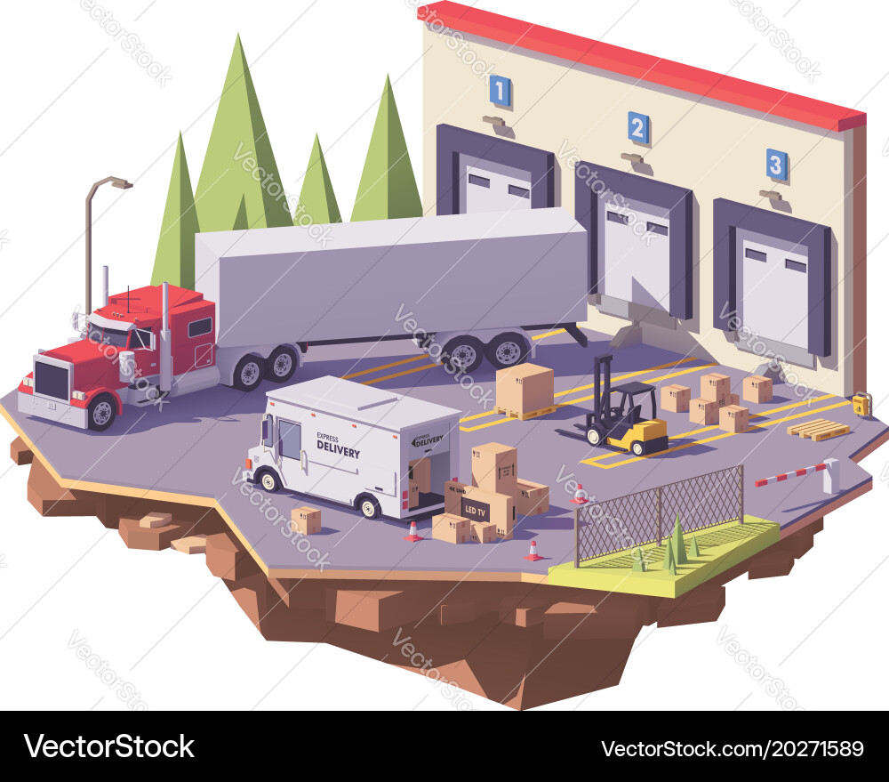 Low poly warehouse Royalty Free Vector Image - VectorStock