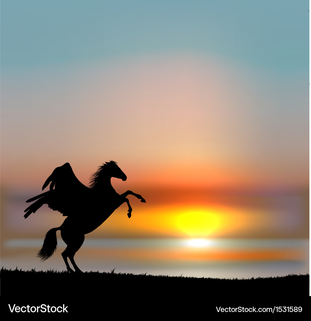 Majestic Pegasus at Sunset – Royalty-Free Vector | VectorStock, image size:1000x1032