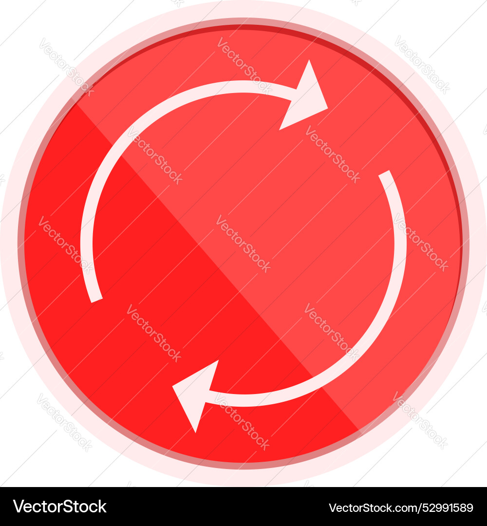 Red button showing refreshing arrows on white Red button showing refreshing arrows on white vector image