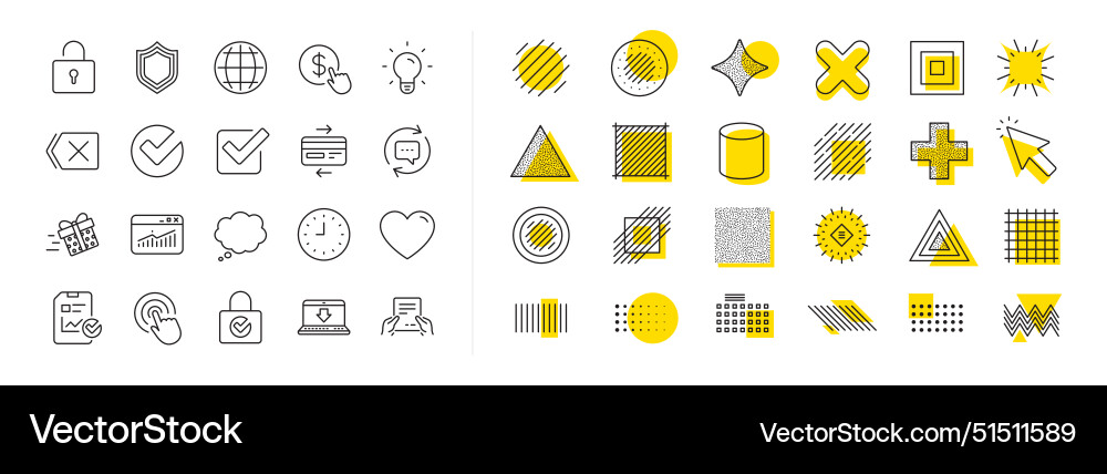 Report time and globe line icons statistics Report time and globe line icons statistics vector image
