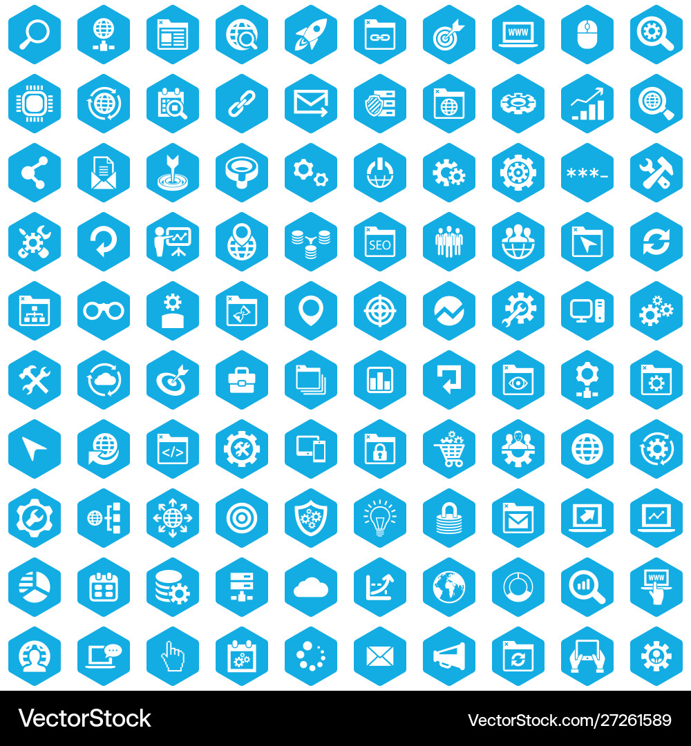 Seo 100 icons universal set for web and ui vector image