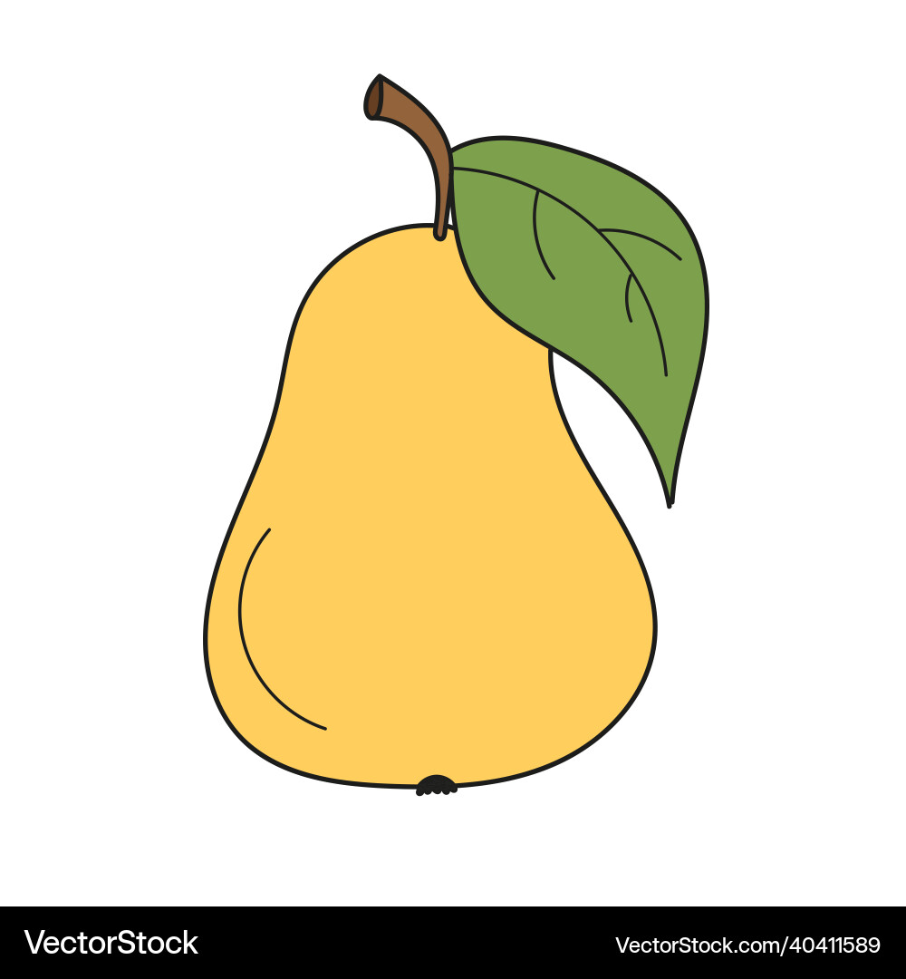Simple cartoon icon pear isolated object Simple cartoon icon pear isolated object vector image