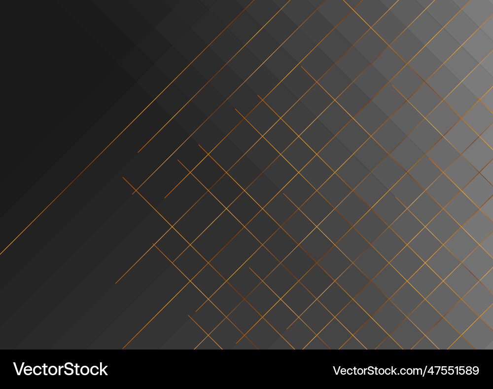 Tech geometric background with golden linear grid Vector Image
