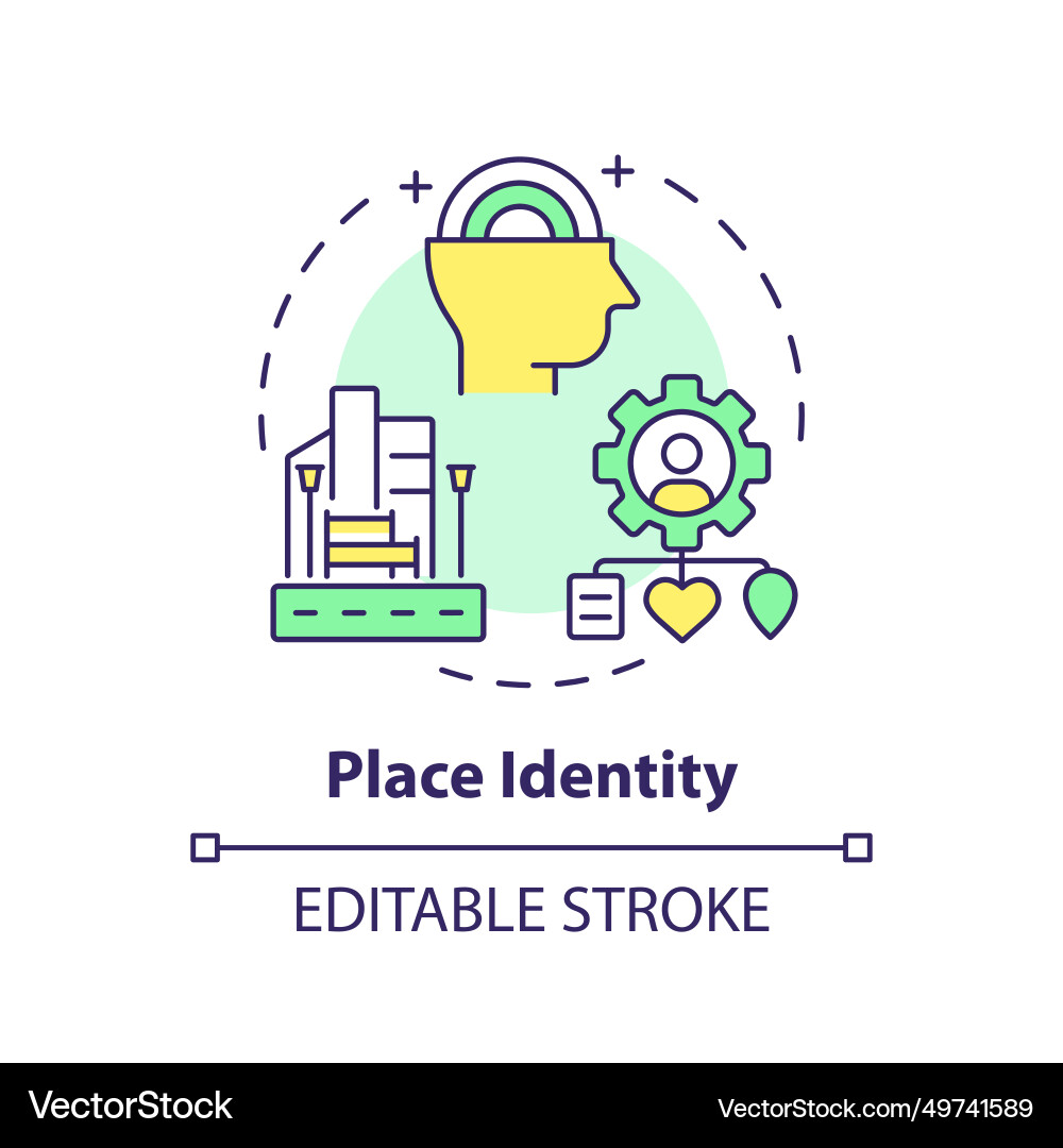 Thin line simple colorful place identity icon Thin line simple colorful place identity icon Vector Image